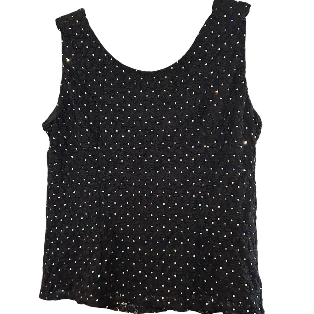 4/$17 Tank Top Sleeveless Sparkle Embellished Party Cocktail Top Black Size 8‎